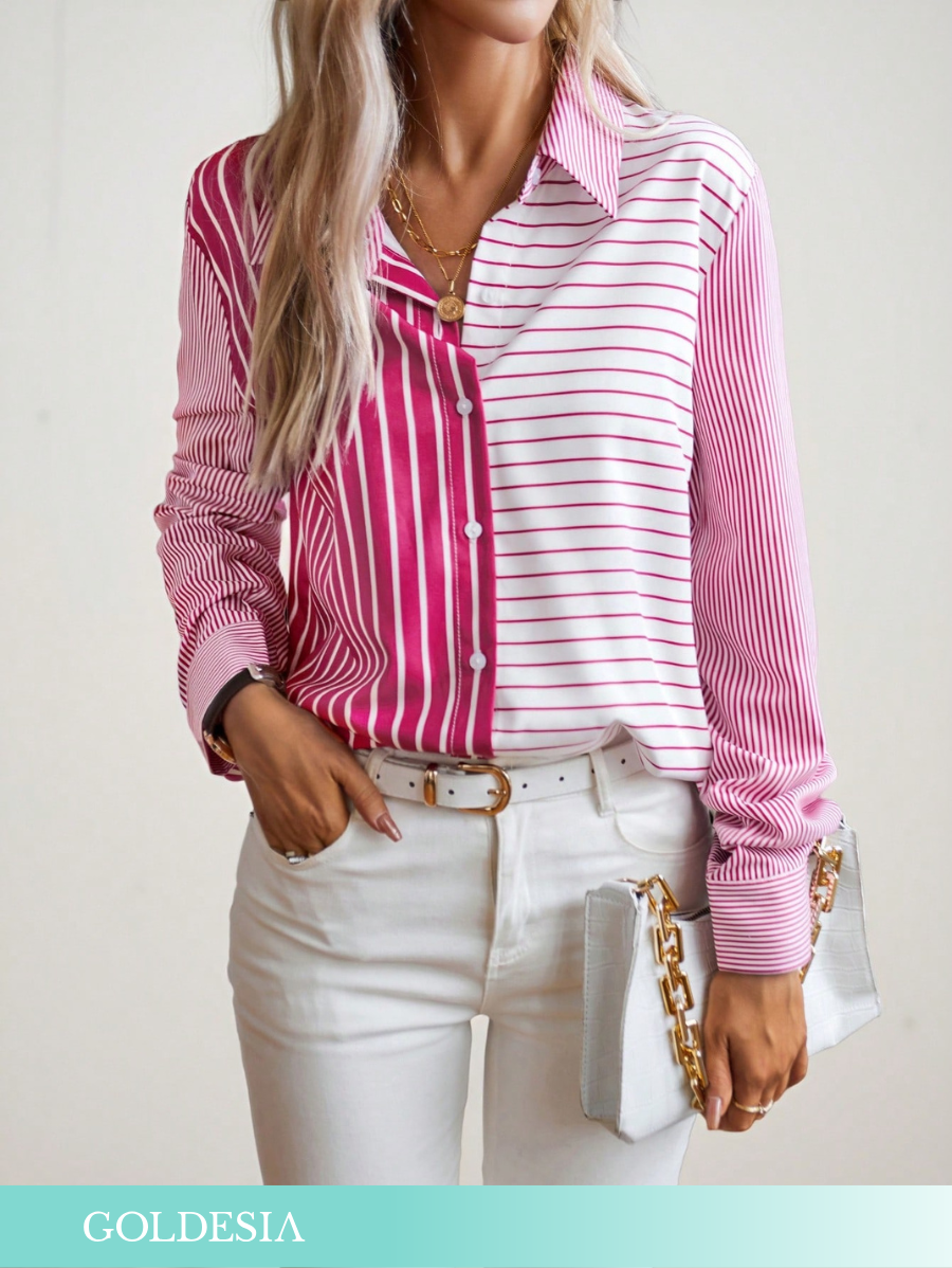 CAMISA CON BLOQUES DE COLOR A RAYAS