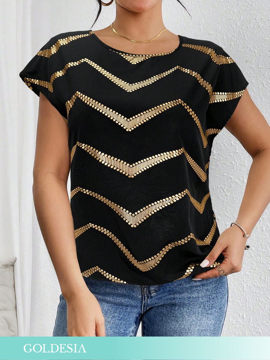 BLUSA CON ESTAMPADO DORADO Blusa 11 Goldesia XS