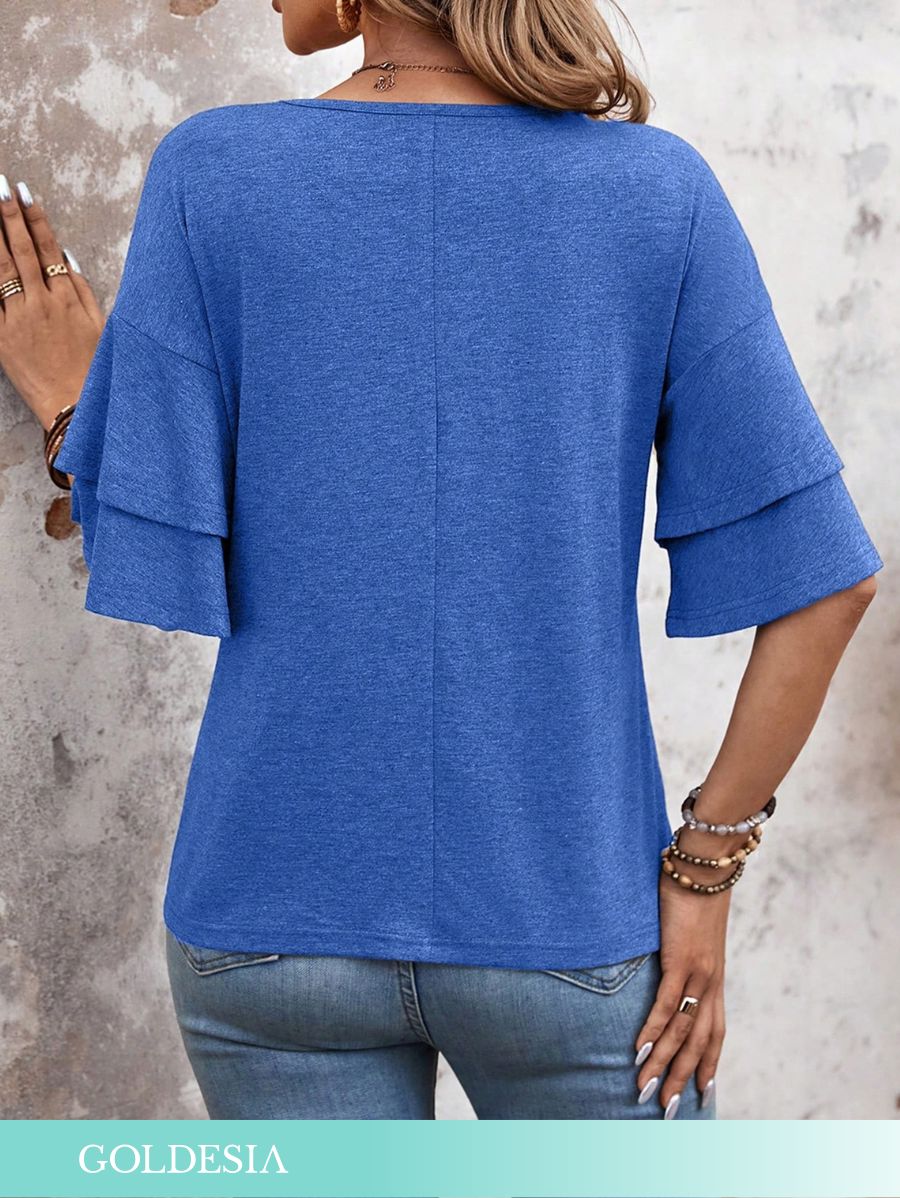 BLUSA CON MANGAS DE VOLANTES Blusa 05 Goldesia