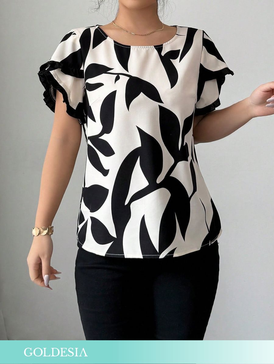 BLUSA ESTAMPADO CON DETALLE EN MANGAS Blusa 06 Goldesia S