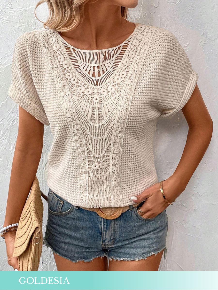 BLUSA MANGA CORTA CON BORDADO Blusa 02 Goldesia