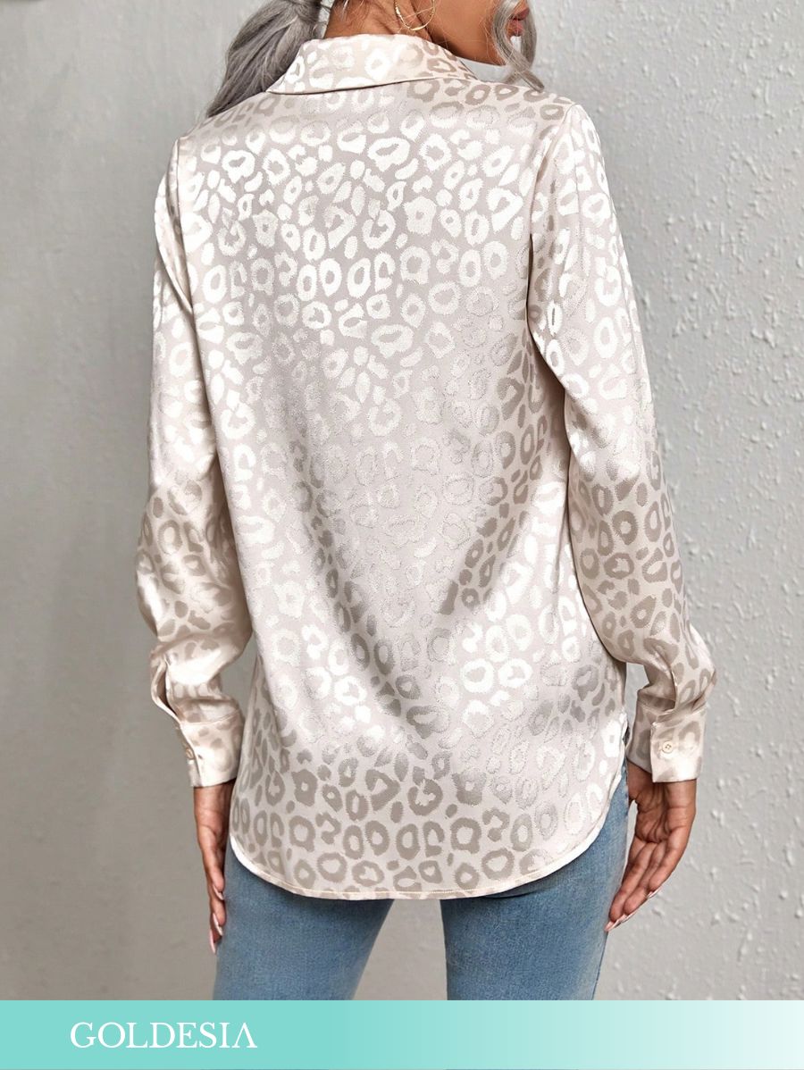 CAMISA CON ESTAMPADO LEOPARDO SATINADA Camisa 07 Goldesia