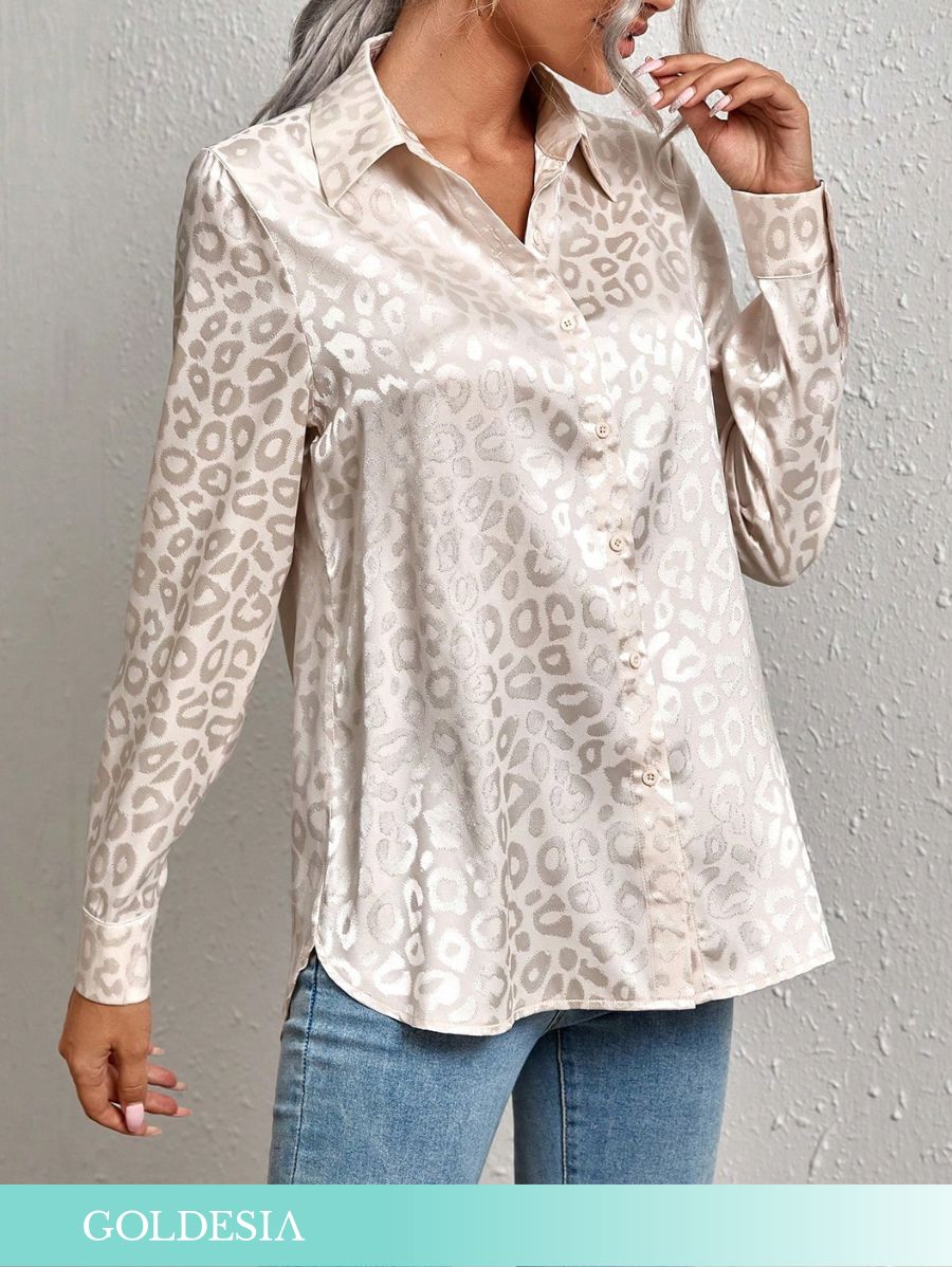 CAMISA CON ESTAMPADO LEOPARDO SATINADA Camisa 07 Goldesia