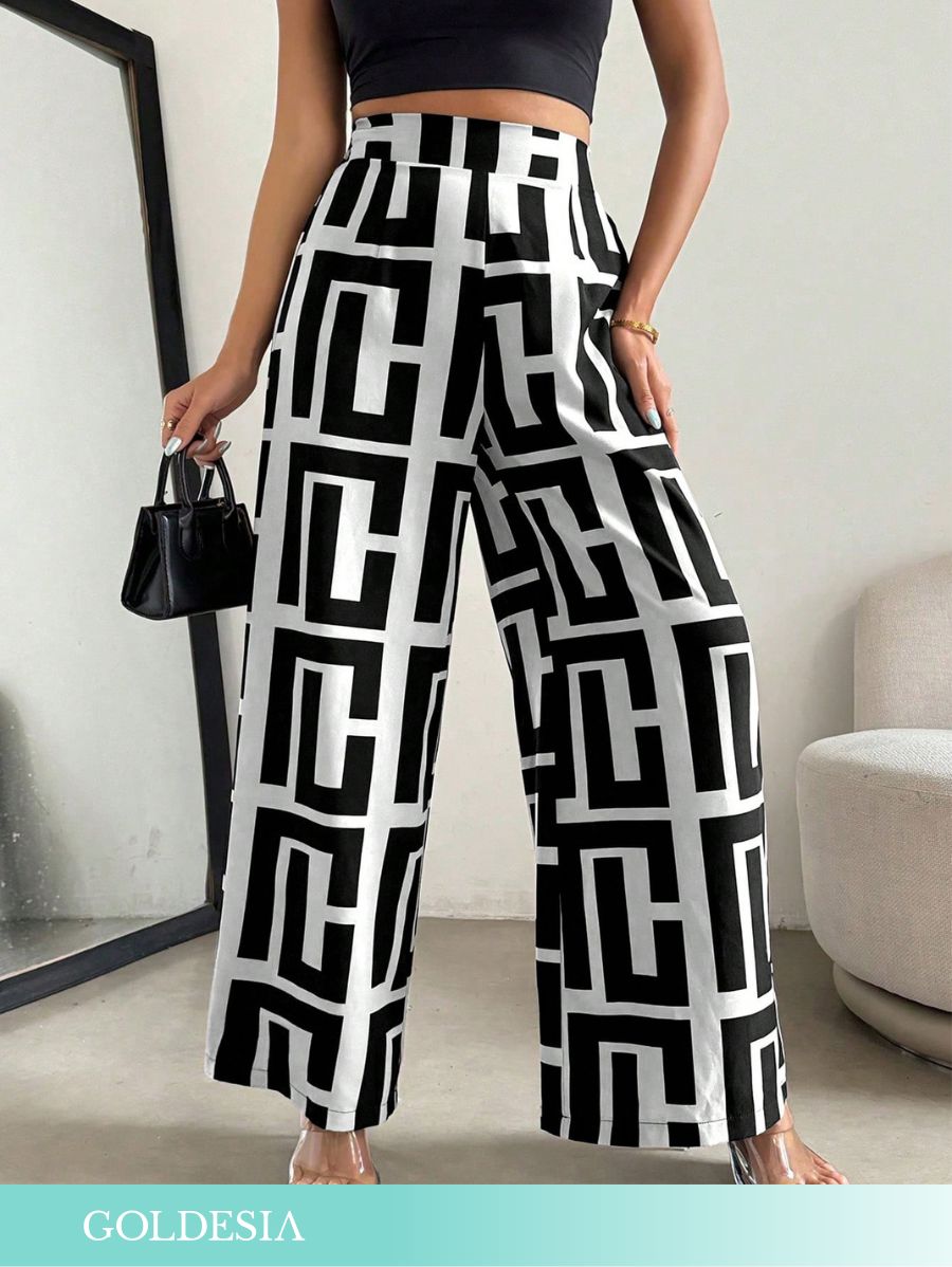 PANTALÓN CON ESTAMPADO GEOMÉTRICO Pantalón 15 Goldesia S