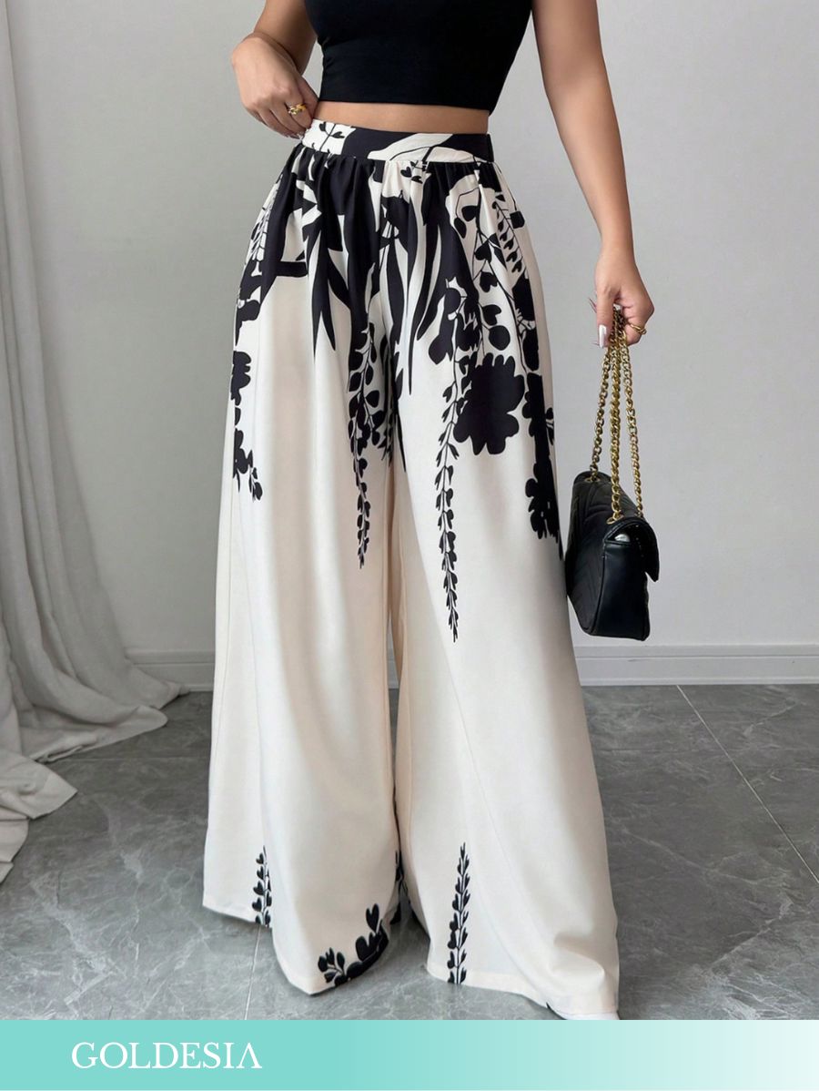 PANTALÓN CON ESTAMPADO NEGRO Pantalón 07 Goldesia S