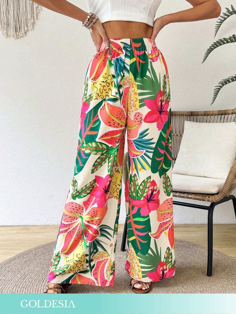 PANTALÓN CON ESTAMPADO TROPICAL Pantalón 13 Goldesia XS