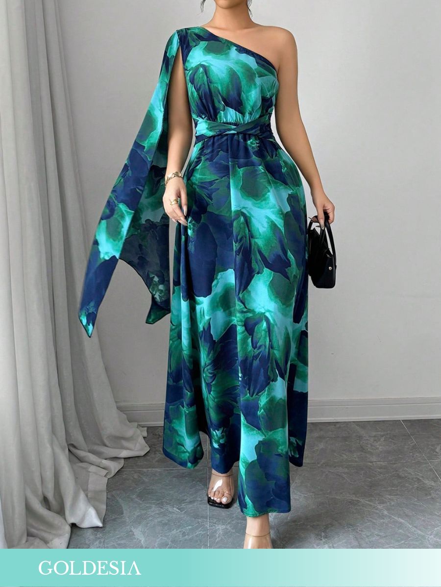 VESTIDO DE UN HOMBRO ESTAMPADO Vestido 28 Goldesia
