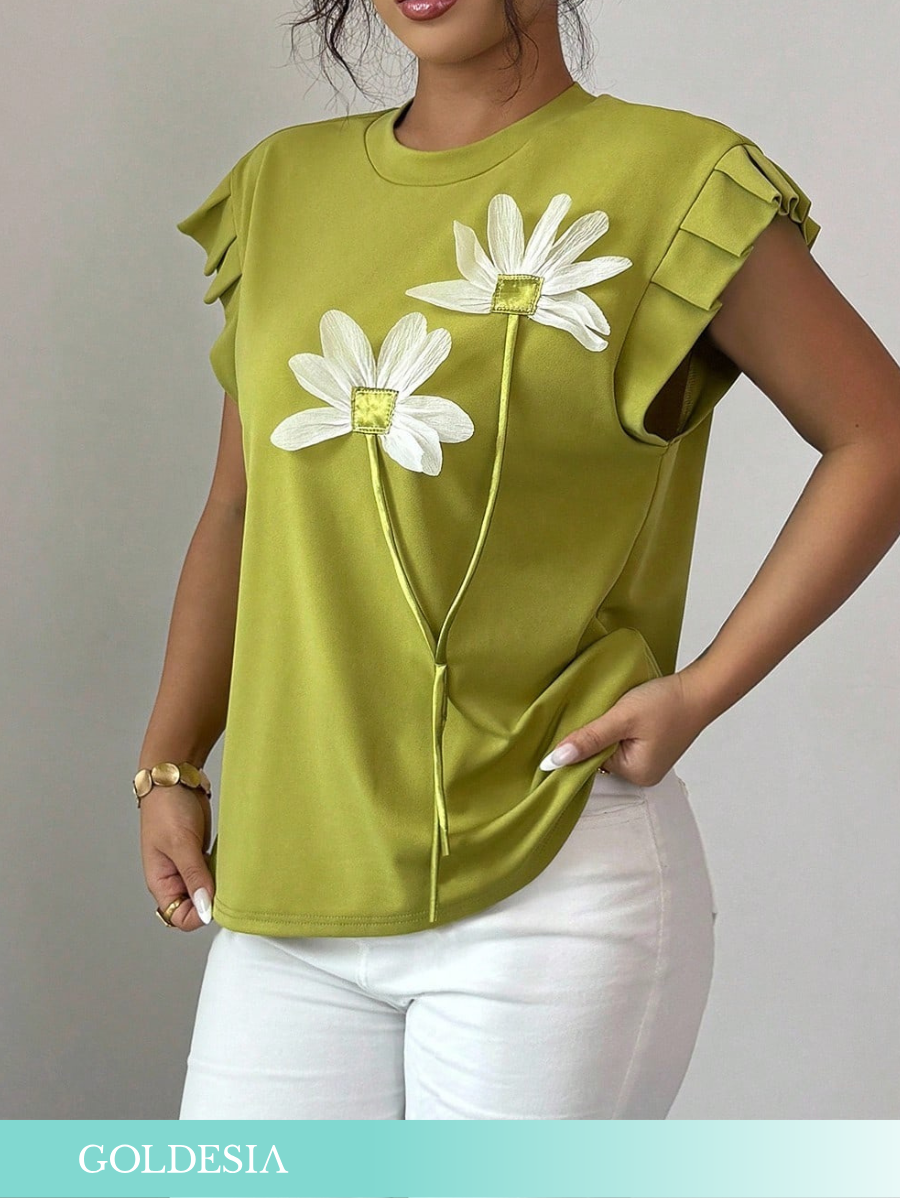 BLUSA MANGA CORTA CON FLORES