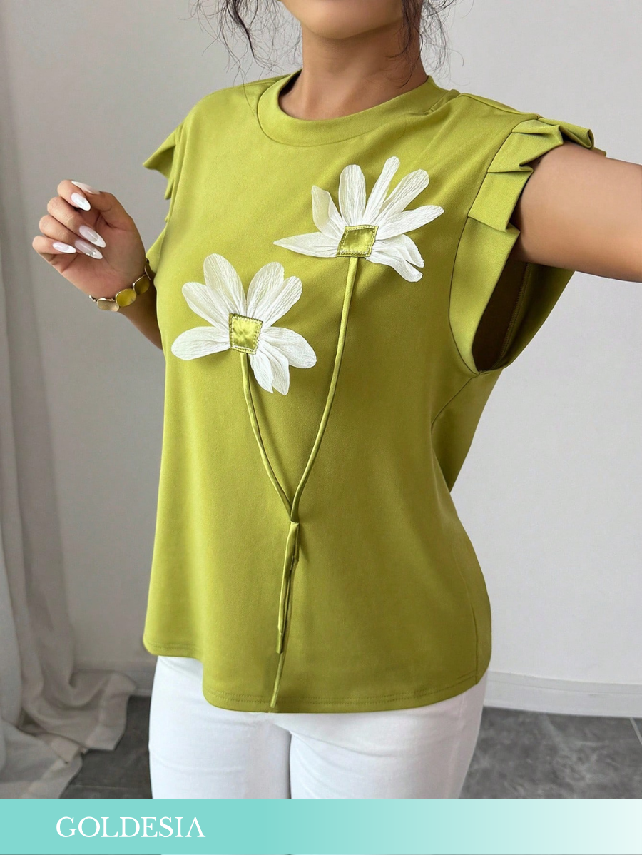 BLUSA MANGA CORTA CON FLORES