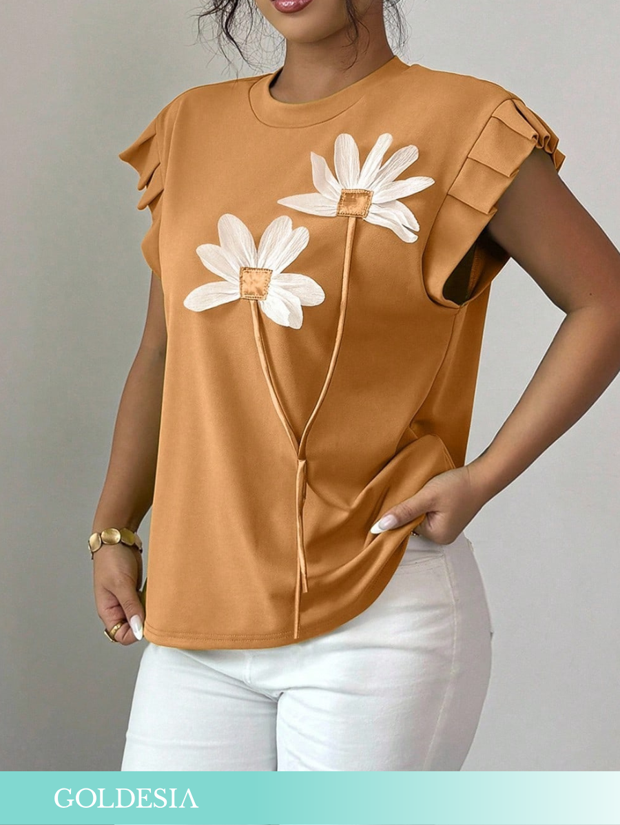 BLUSA MANGA CORTA CON FLORES