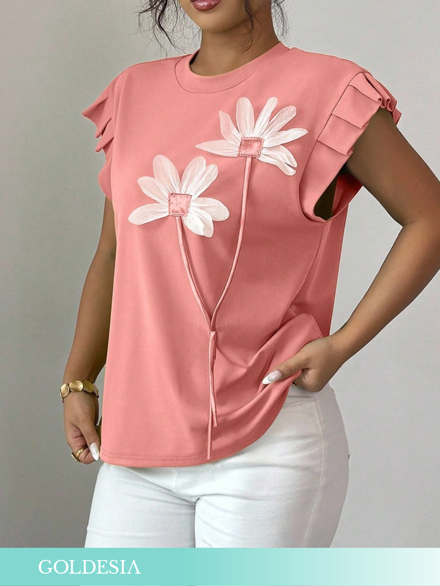 BLUSA MANGA CORTA CON FLORES