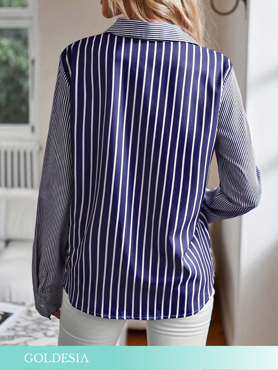 CAMISA CON BLOQUES DE COLOR A RAYAS