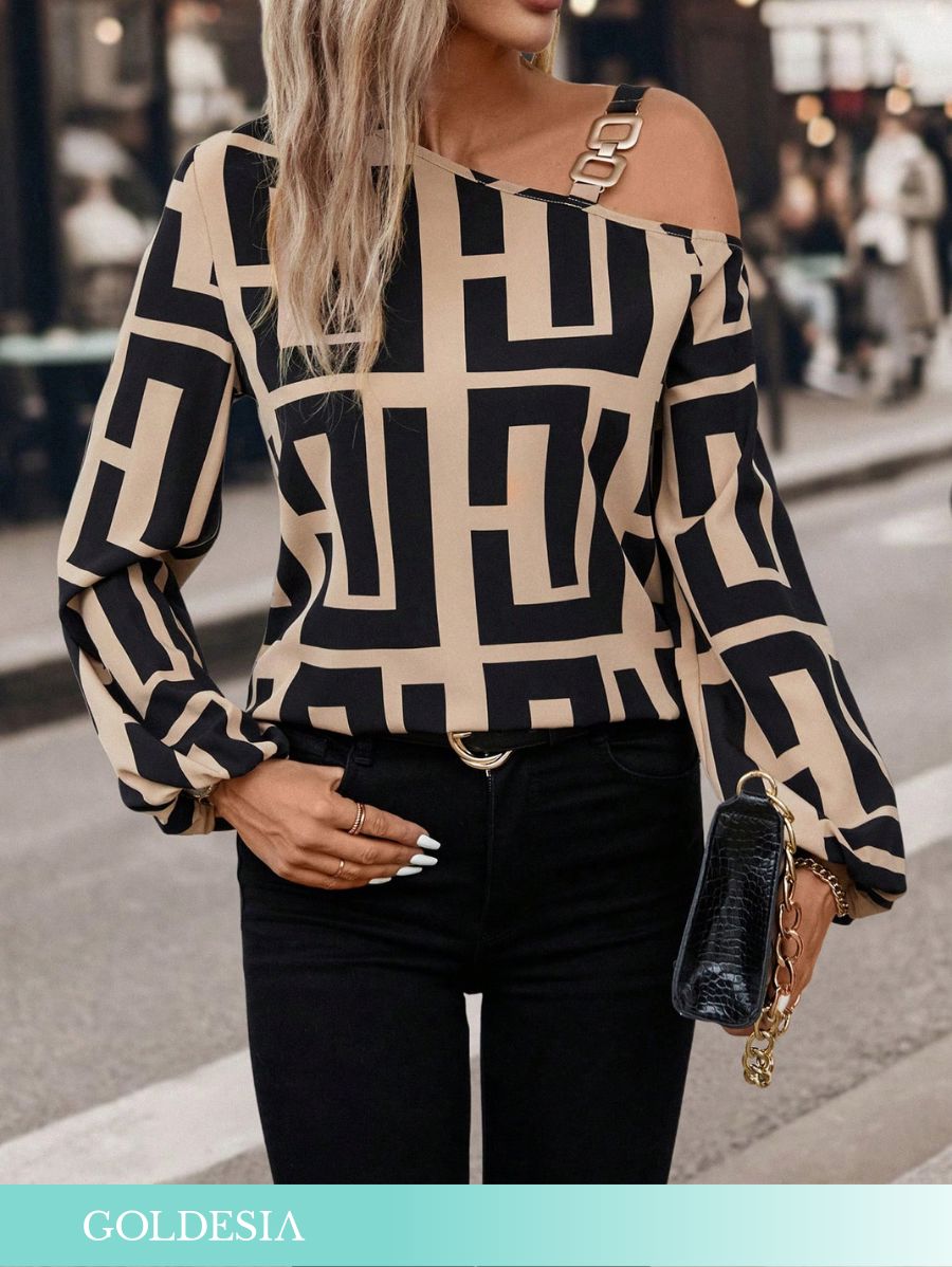 BLUSA CON ESTAMPADO GEOMÉTRICO Blusa 29 Goldesia S 