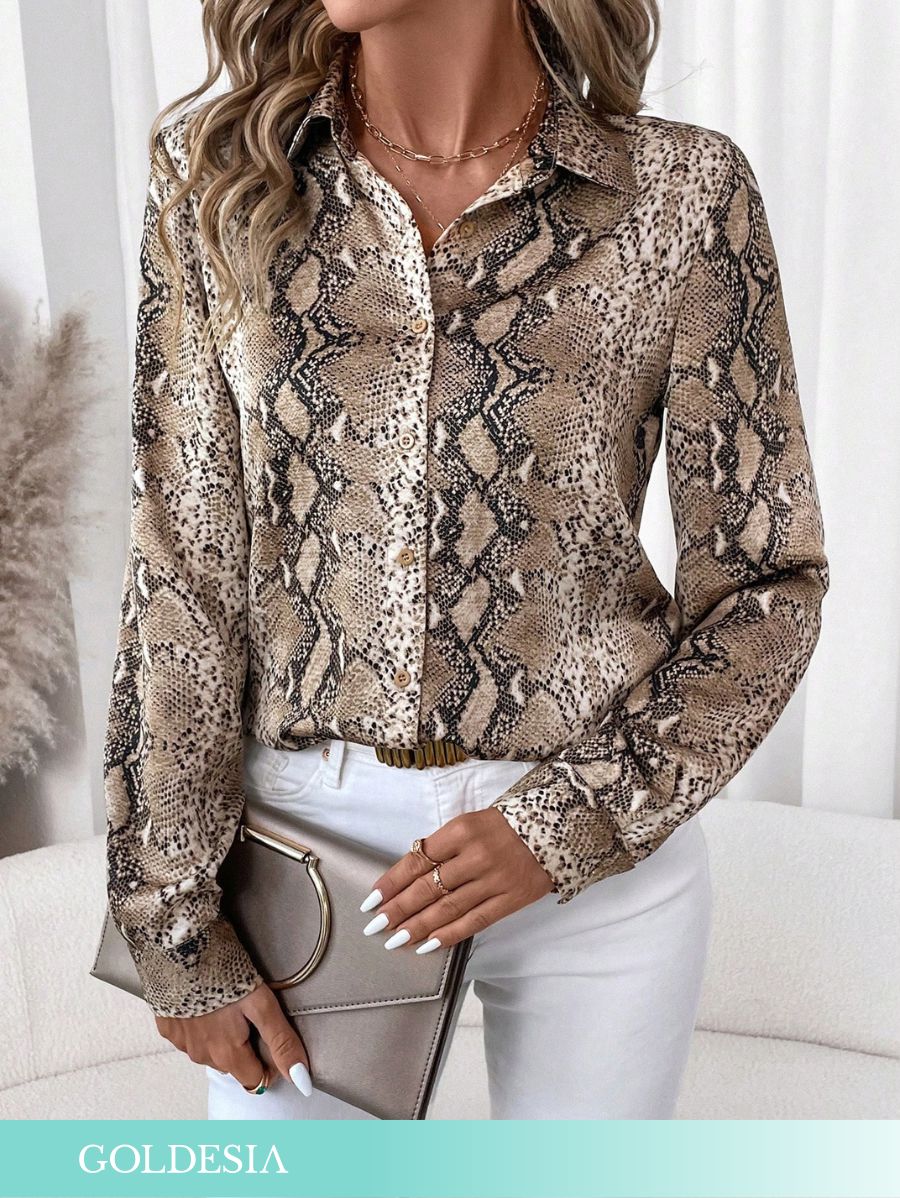 CAMISA CON ESTAMPADO ANIMAL Camisa 15 Goldesia Beige S 
