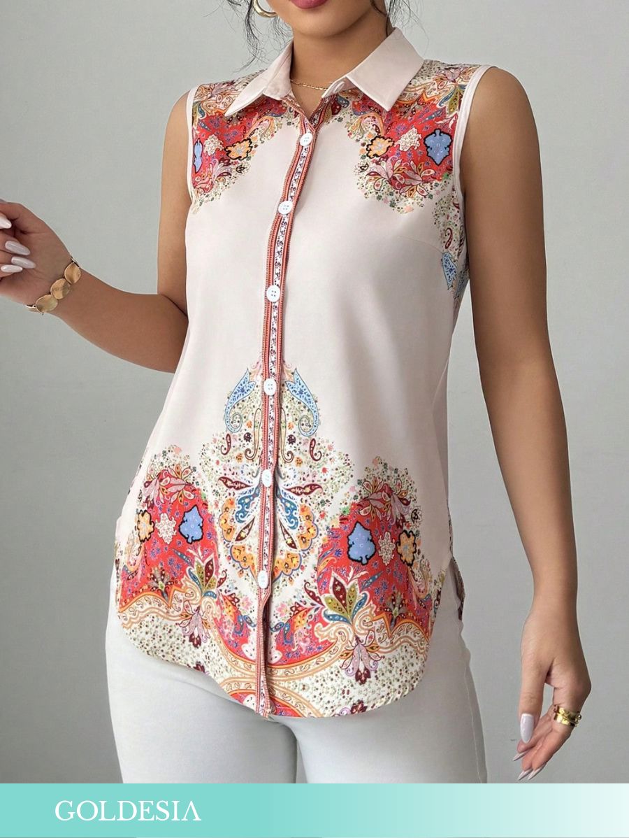 CAMISA SIN MANGAS CON ESTAMPADO Camisa 03 Goldesia S 