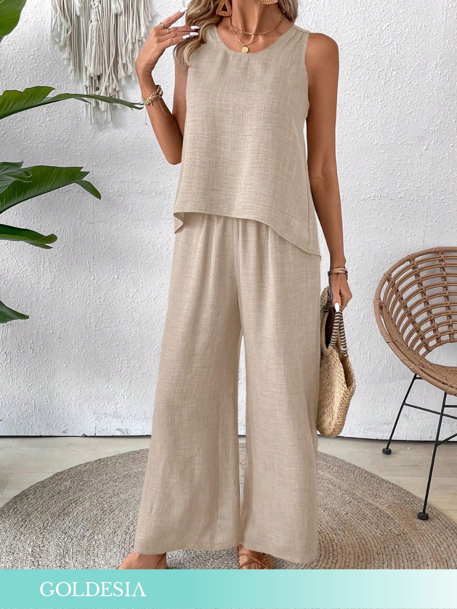 CONJUNTO CON DETALLE EN ESPALDA Conjunto 16 Goldesia Beige S 