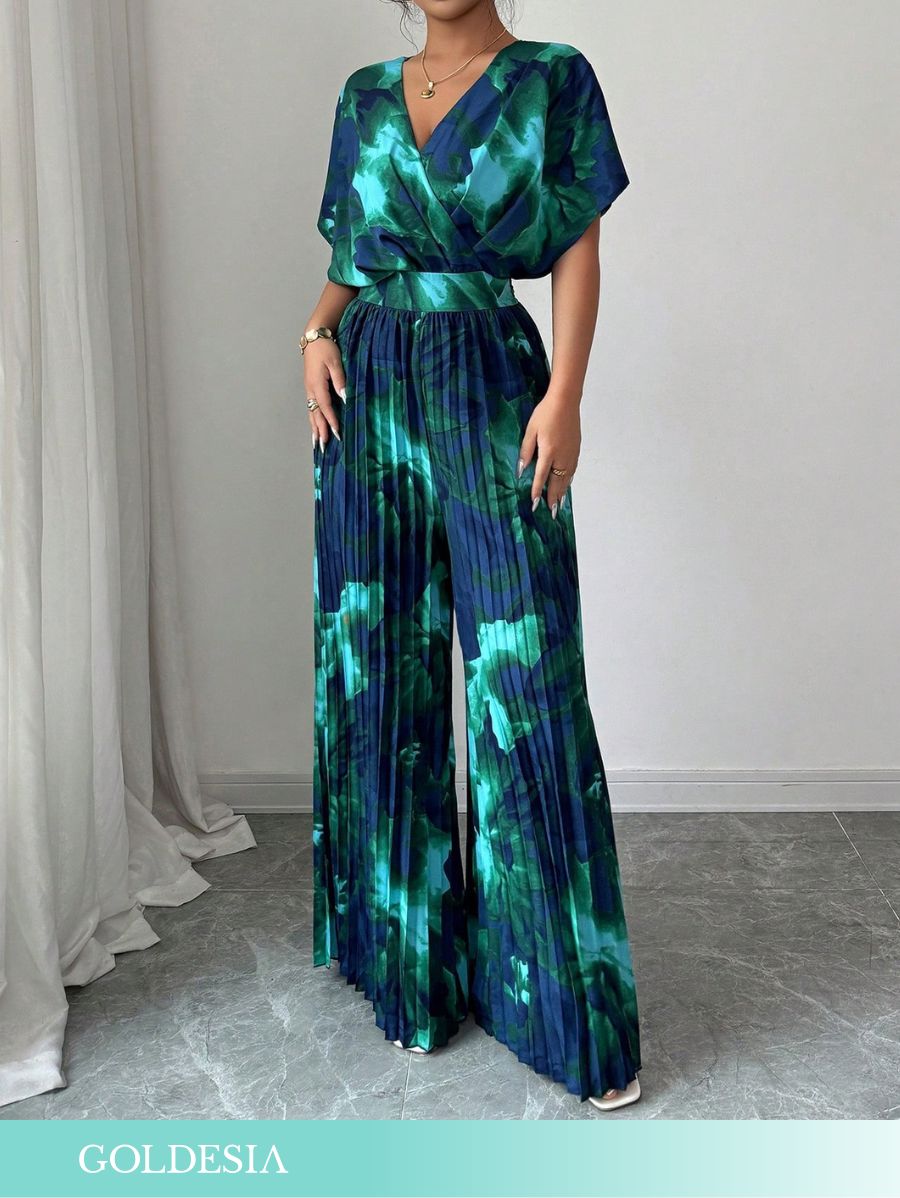 ENTERITO PLISADO CON ESCOTE EN V Enterito 09 Goldesia Verde S 