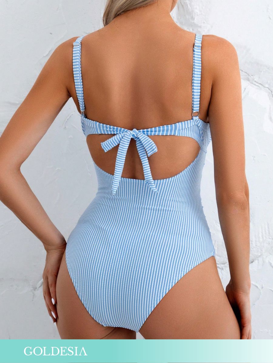 ENTERIZA A RAYAS CON LAZO EN ESPALDA Enteriza 10 Goldesia 