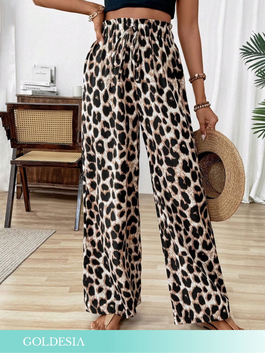 PANTALÓN CON ESTAMPADO LEOPARDO Y CINTURA ELÁSTICA Pantalón 11 Goldesia XS 