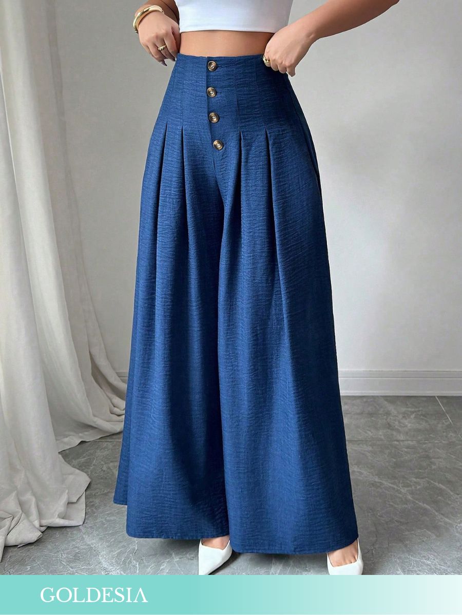 PANTALÓN CON PLIEGUES Y BOTONES Pantalón 17 Goldesia S 