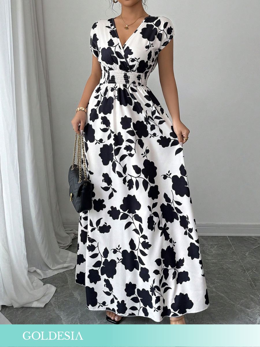 VESTIDO CON ESTAMPADO FLORAL Y CINTURA ELÁSTICA Vestido 06 Goldesia S 